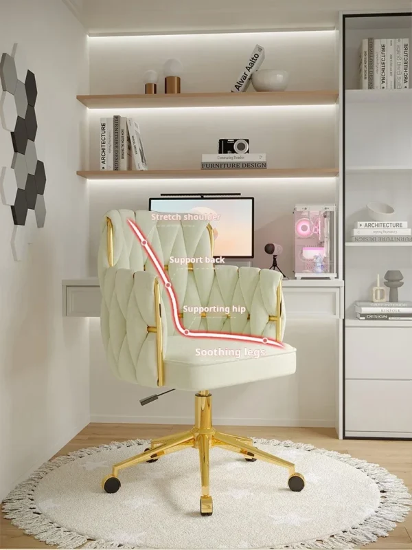 Light Luxury Velvet Office Chairs Modern Backrest Comfortable Chairs For Nail Salon Dressing Table Armchair Living Room Chair - Image 36