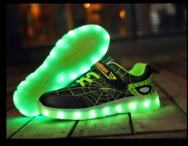 Kids Sneakers Light Up Skateboarding Shoes Fashion Spider Web Flat Walking Sports Shoes LED USB Charging Flashing Casual Shoes - Image 32