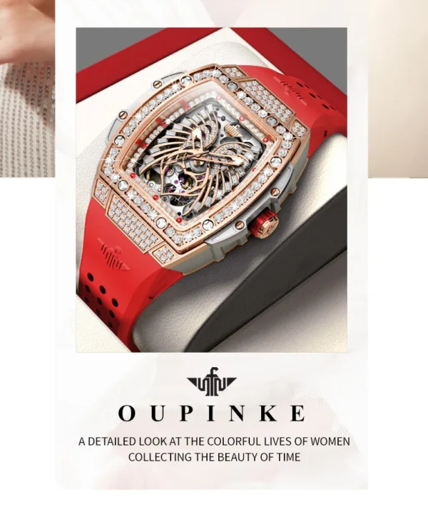 OUPINKE 3225 Top Brand Skeleton Mechanical Watch For Women Diamond Luxury Deep Waterproof Wristwatch Big Dial Fashion Watches - Image 25