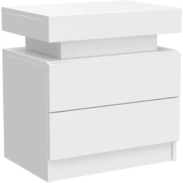 Nightstand Set of 2 LED Nightstand with 2 Drawers,Night Stand Set 2 with LED Light,Bedside Table with Drawers for Bedroom - Image 5