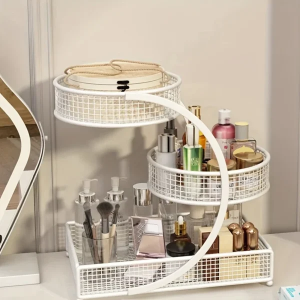 1pc Lightweight Varnished Metal Makeup Storage Rack - No - Installation, Ideal for Vanity Countertop, for Lipstick & Skincare - Image 5