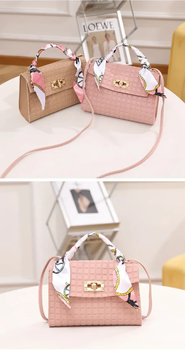 Women's Bag New Fashion Simple Plaid Embossed Crossbody Scarf Small Square Bag Single Shoulder Bag designer bags - Image 28