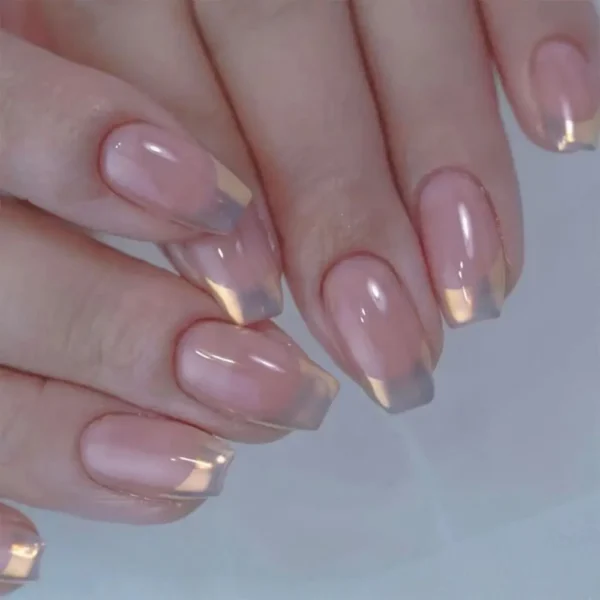 24pcs Gradient Fake Nails French Ballerina Nail Waterproof Faux Medium Coffin false nails Fingernails Press on Nails Tips - Image 25