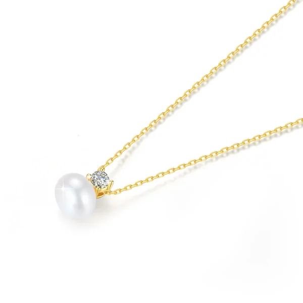 100% Real 18K Gold Pearl Necklace With Moissanite Stone Luxury AU750 K Gold Pendant Wedding Jewelry Gift With Certificate 2024 - Image 2