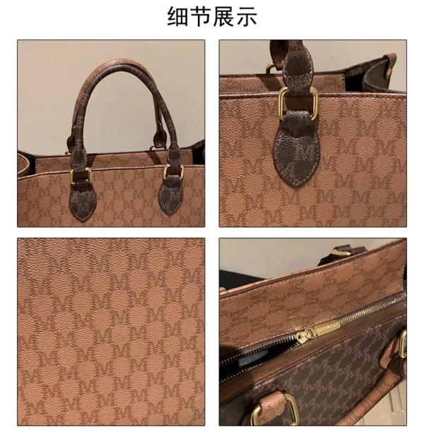 Large-capacity women's bags in Europe and the United States retro shoulder bag classic letters PU commuter handbags women - Image 20