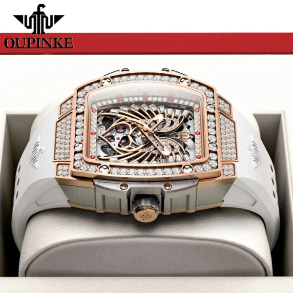 OUPINKE 3225 Top Brand Skeleton Mechanical Watch For Women Diamond Luxury Deep Waterproof Wristwatch Big Dial Fashion Watches - Image 3