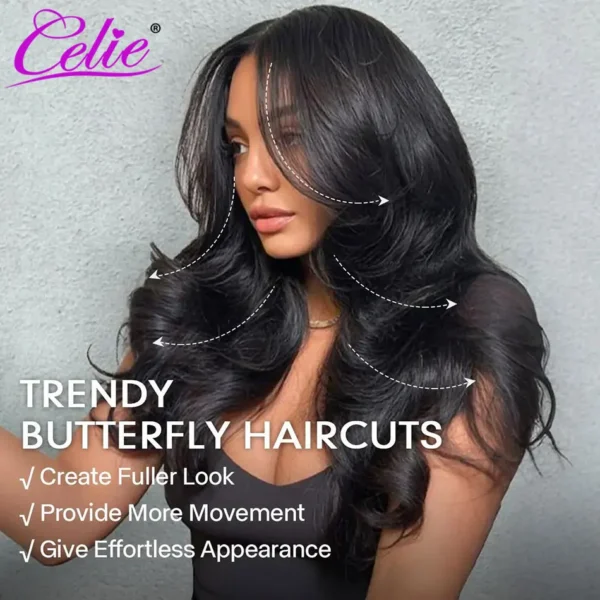 CELIE Pre-styled Butterfly Haircut Pop Layers Wig 200% Loose Wave 6×5 Ready To Go Glueless Wig Pre Plucked 13x4 Lace Frontal Wig - Image 3