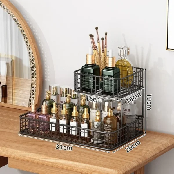 1pc Lightweight Varnished Metal Makeup Storage Rack - No - Installation, Ideal for Vanity Countertop, for Lipstick & Skincare - Image 14