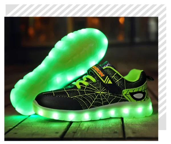 Kids Sneakers Light Up Skateboarding Shoes Fashion Spider Web Flat Walking Sports Shoes LED USB Charging Flashing Casual Shoes - Image 18