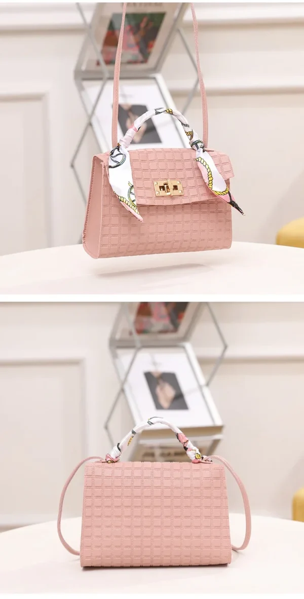 Women's Bag New Fashion Simple Plaid Embossed Crossbody Scarf Small Square Bag Single Shoulder Bag designer bags - Image 30