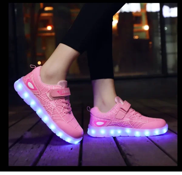 Kids Sneakers Light Up Skateboarding Shoes Fashion Spider Web Flat Walking Sports Shoes LED USB Charging Flashing Casual Shoes - Image 39