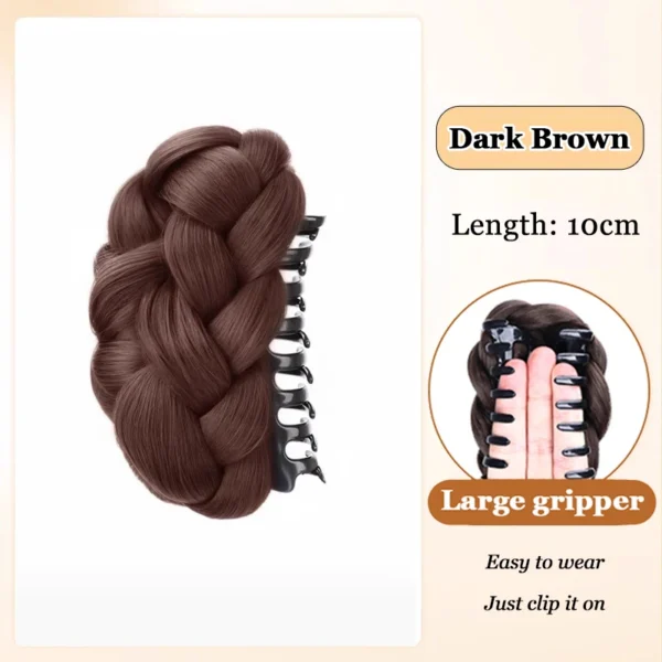 AOSIQUEEN Synthetic Fried Dough Twists Ball Hair Bun Claw Clip Flower Bud Head Fluffy Dished Hair Back Head Wig Bag for Women - Image 10