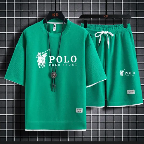 Men's short sleeved T-shirt and sports shorts set casual sportswear Korean fashion summer - Image 15
