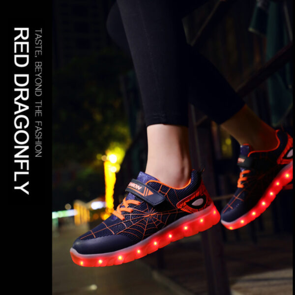Kids Sneakers Light Up Skateboarding Shoes Fashion Spider Web Flat Walking Sports Shoes LED USB Charging Flashing Casual Shoes - Image 27