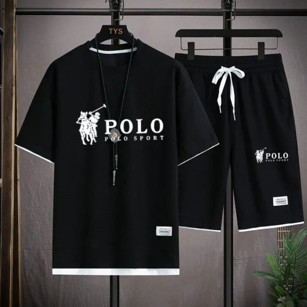 Men's short sleeved T-shirt and sports shorts set casual sportswear Korean fashion summer - Image 8