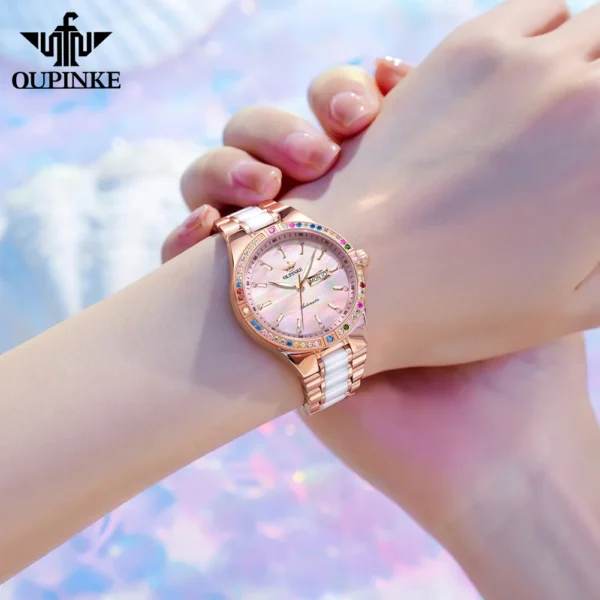 OUPINKE Women's Watches Imported Automatic Mechanical Watch Movement Luxury Top Brand Wrist watch for Ladies 2024 Trend - Image 3