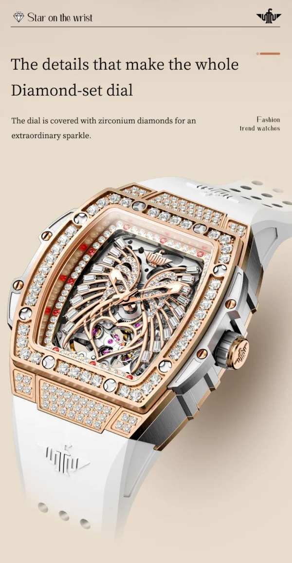 OUPINKE 3225 Top Brand Skeleton Mechanical Watch For Women Diamond Luxury Deep Waterproof Wristwatch Big Dial Fashion Watches - Image 19