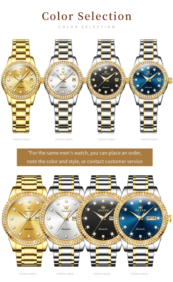 Olevs 7003 fashion mechanical watch round-dial stainless steel watchband wristwatch calendar luminous watch Man - Image 20