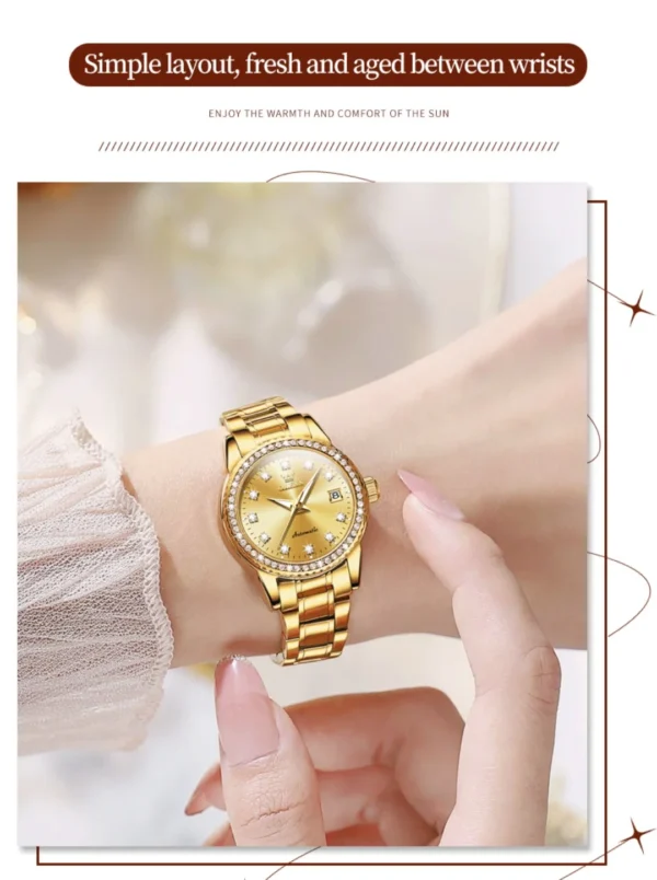 Olevs 7003 fashion mechanical watch round-dial stainless steel watchband wristwatch calendar luminous watch Man - Image 16