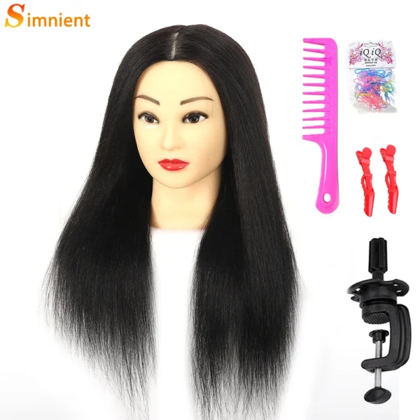 100% Real Human Hair Doll Head For Hairstyle Professional Training Head Kit Mannequin Head Styling To Practice Hot Curl Iron St - Image 10