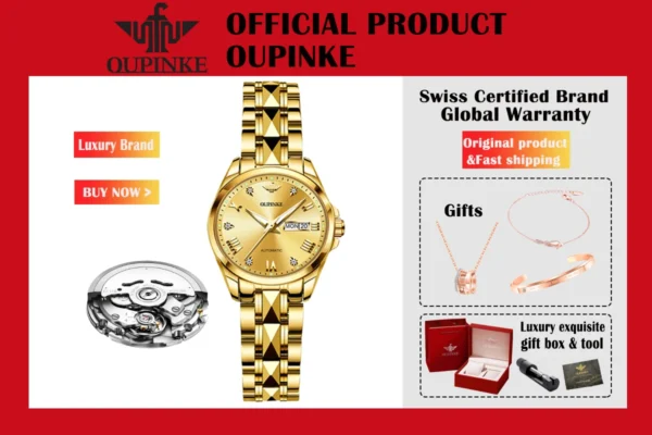 OUPINKE 3171 Automatic Watch for Women Top Brands Tungsten steel Sapphire Waterproof Luxury Wristwatch Women's Mechanical Watch - Image 28