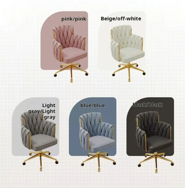Light Luxury Velvet Office Chairs Modern Backrest Comfortable Chairs For Nail Salon Dressing Table Armchair Living Room Chair - Image 50