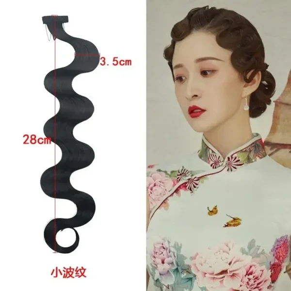 1 pcs synthetic Wig Vintage Women Cheongsam Wavy Fake Bangs Wig Antique Curly Hair Piece Hair Extension Headdress Styling - Image 6