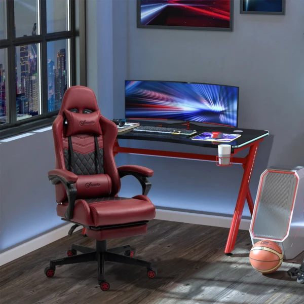 Adjustable High Back Gaming Chair Racing Office Recliner W/ Footrest, Pillow - Image 2