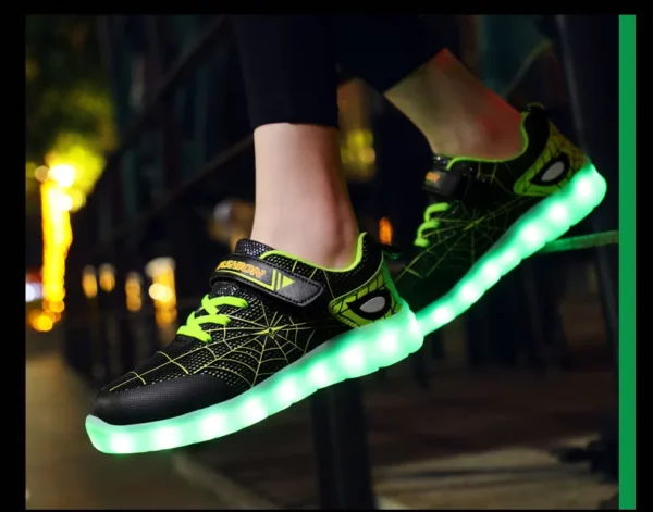 Kids Sneakers Light Up Skateboarding Shoes Fashion Spider Web Flat Walking Sports Shoes LED USB Charging Flashing Casual Shoes - Image 31