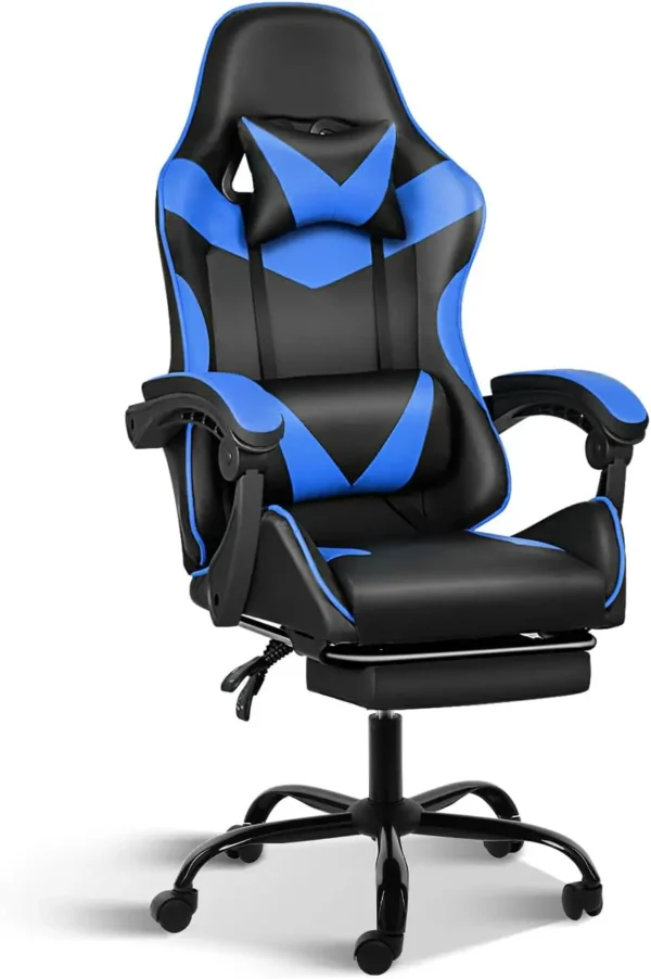 Gaming Chair, Backrest and Seat Height Adjustable Swivel Recliner Racing Office Computer Ergonomic Video Game Chair with Footres - Image 10