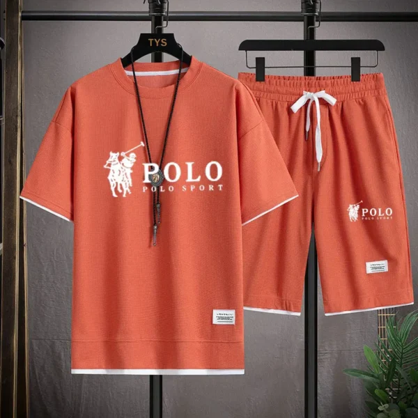 Men's short sleeved T-shirt and sports shorts set casual sportswear Korean fashion summer - Image 10