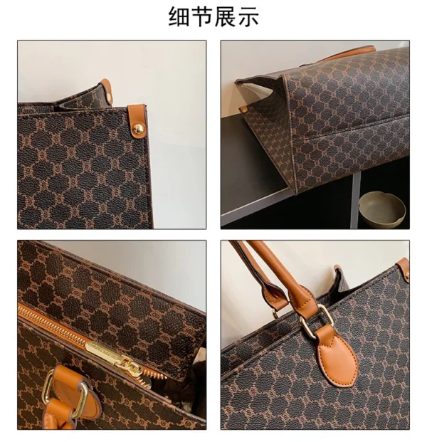 Large-capacity women's bags in Europe and the United States retro shoulder bag classic letters PU commuter handbags women - Image 36