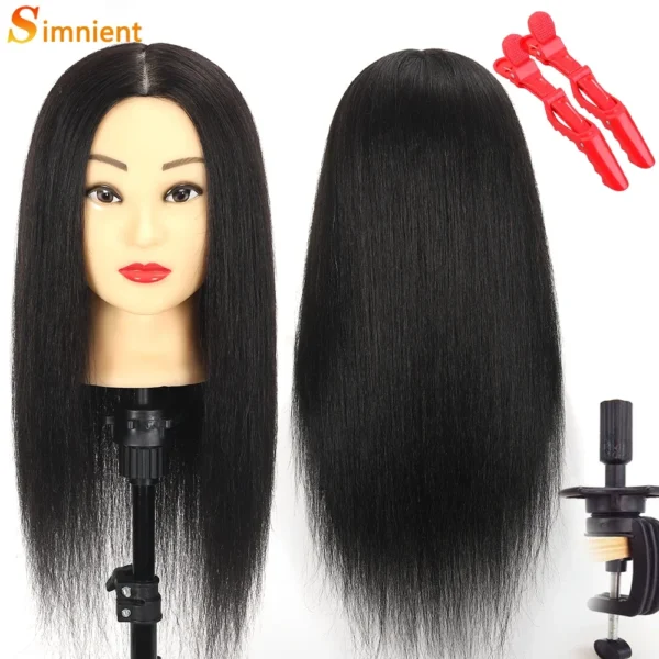 100% Real Human Hair Doll Head For Hairstyle Professional Training Head Kit Mannequin Head Styling To Practice Hot Curl Iron St - Image 4
