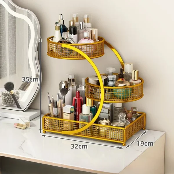 1pc Lightweight Varnished Metal Makeup Storage Rack - No - Installation, Ideal for Vanity Countertop, for Lipstick & Skincare - Image 9