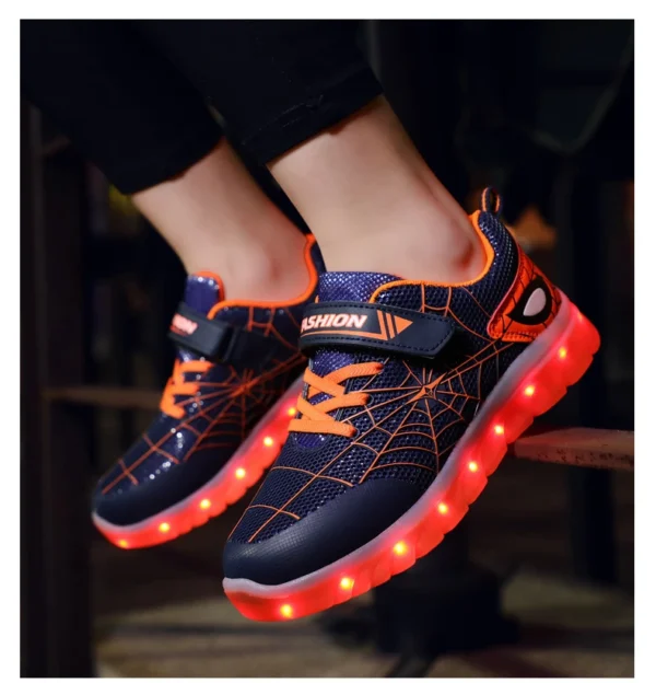 Kids Sneakers Light Up Skateboarding Shoes Fashion Spider Web Flat Walking Sports Shoes LED USB Charging Flashing Casual Shoes - Image 17