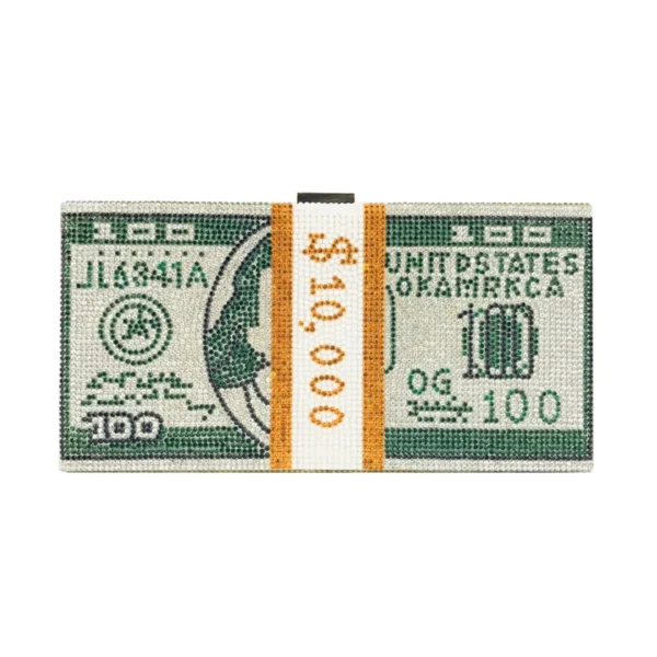 Creative Fashion New Money Clutch Rhinestone Purse 10000 Dollars Stack Bags of Cash Evening Handbags Shoulder Wedding Dinner Bag - Image 9