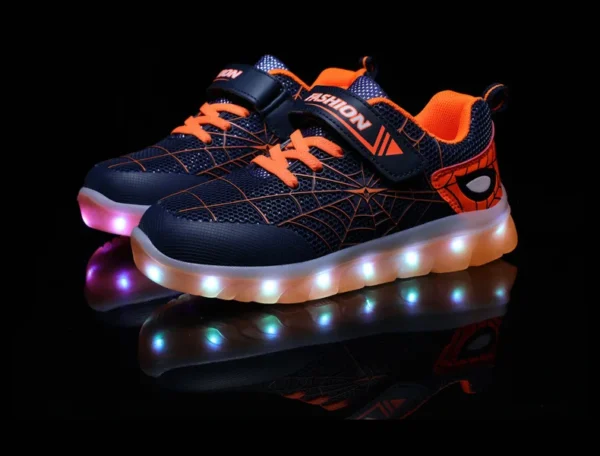 Kids Sneakers Light Up Skateboarding Shoes Fashion Spider Web Flat Walking Sports Shoes LED USB Charging Flashing Casual Shoes - Image 28