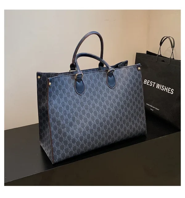 Large-capacity women's bags in Europe and the United States retro shoulder bag classic letters PU commuter handbags women - Image 10