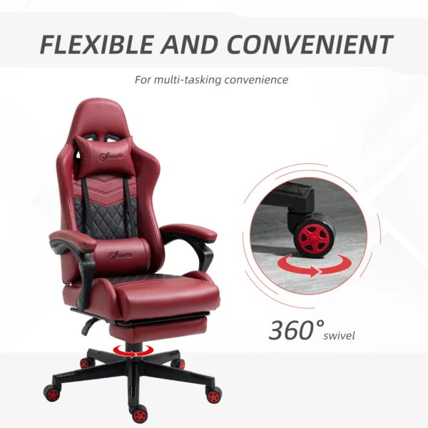 Adjustable High Back Gaming Chair Racing Office Recliner W/ Footrest, Pillow - Image 8