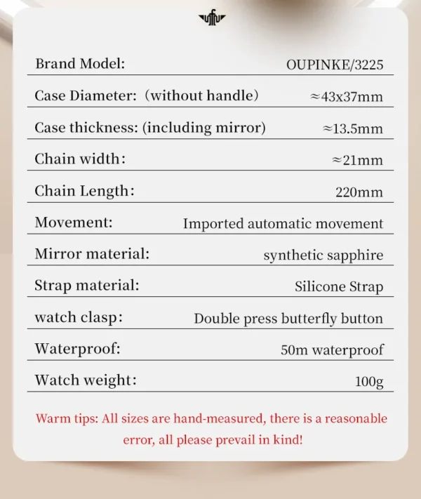 OUPINKE 3225 Top Brand Skeleton Mechanical Watch For Women Diamond Luxury Deep Waterproof Wristwatch Big Dial Fashion Watches - Image 27
