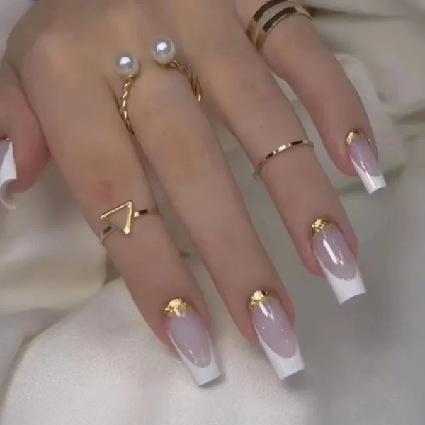 24pcs Gradient Fake Nails French Ballerina Nail Waterproof Faux Medium Coffin false nails Fingernails Press on Nails Tips - Image 24