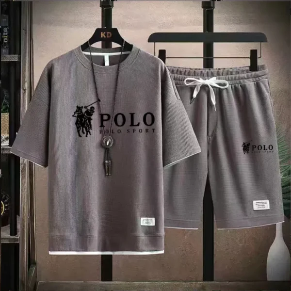 Men's short sleeved T-shirt and sports shorts set casual sportswear Korean fashion summer - Image 13