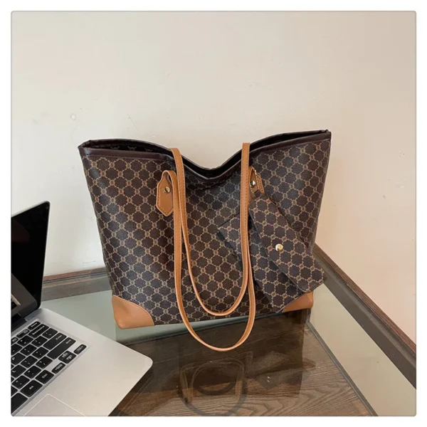 Large-capacity women's bags in Europe and the United States retro shoulder bag classic letters PU commuter handbags women - Image 14