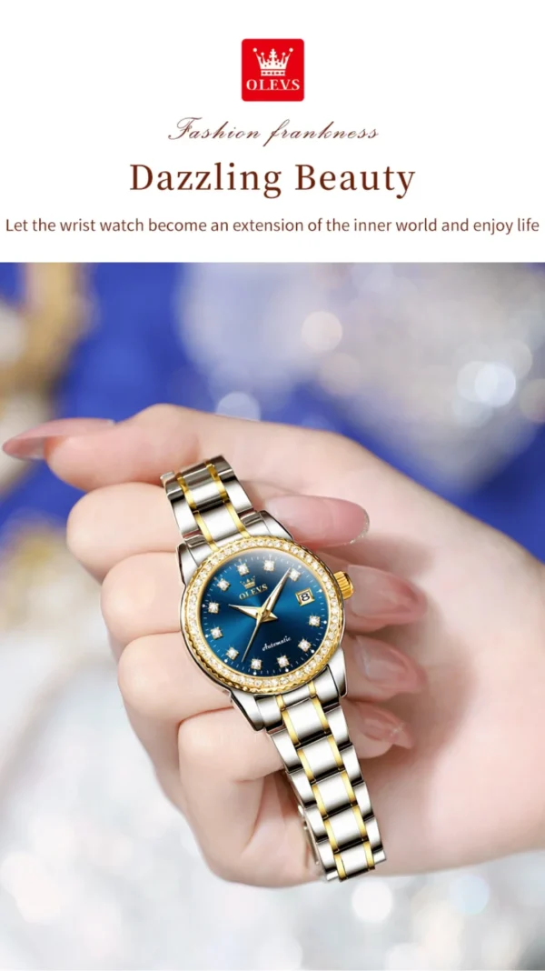 Olevs 7003 fashion mechanical watch round-dial stainless steel watchband wristwatch calendar luminous watch Man - Image 15