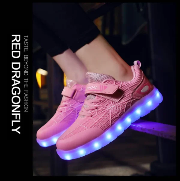 Kids Sneakers Light Up Skateboarding Shoes Fashion Spider Web Flat Walking Sports Shoes LED USB Charging Flashing Casual Shoes - Image 35