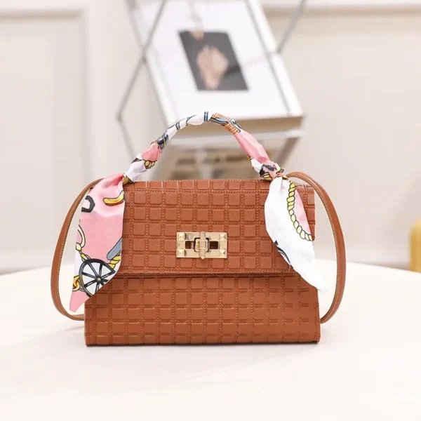 Women's Bag New Fashion Simple Plaid Embossed Crossbody Scarf Small Square Bag Single Shoulder Bag designer bags - Image 10
