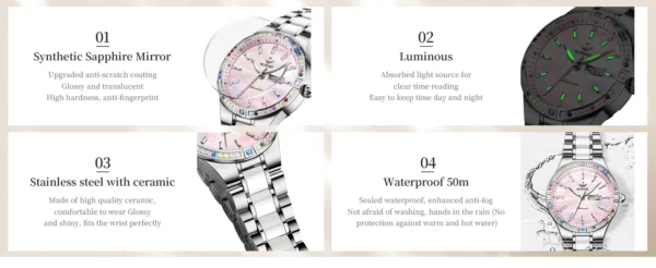 OUPINKE Women's Watches Imported Automatic Mechanical Watch Movement Luxury Top Brand Wrist watch for Ladies 2024 Trend - Image 14