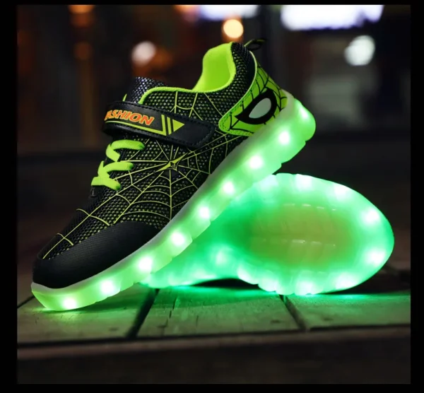 Kids Sneakers Light Up Skateboarding Shoes Fashion Spider Web Flat Walking Sports Shoes LED USB Charging Flashing Casual Shoes - Image 34