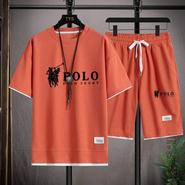 Men's short sleeved T-shirt and sports shorts set casual sportswear Korean fashion summer - Image 12