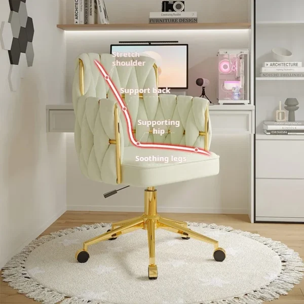 Light Luxury Velvet Office Chairs Modern Backrest Comfortable Chairs For Nail Salon Dressing Table Armchair Living Room Chair - Image 5